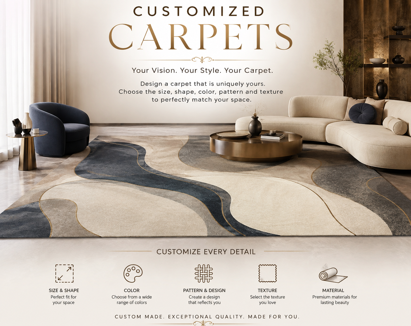 Custom carpet design in a Dubai interior